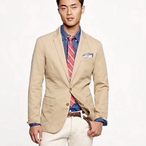 J.Crew Unconstructed Ludlow Sport Coat Tan Cotton Blazer.